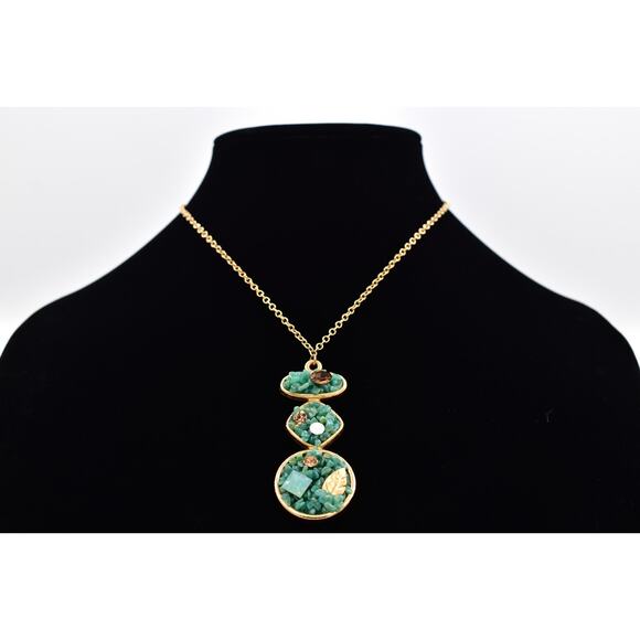 Sparkling Sage Pendant Necklace Green Press Glass Crystal Fall Autumn Leaf Bin3D - Picture 2 of 12